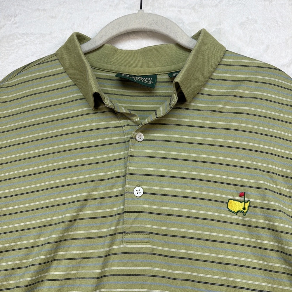 Amen Corner Masters Augusta National Golf Polo‎ Shirt Green Striped Men's Large